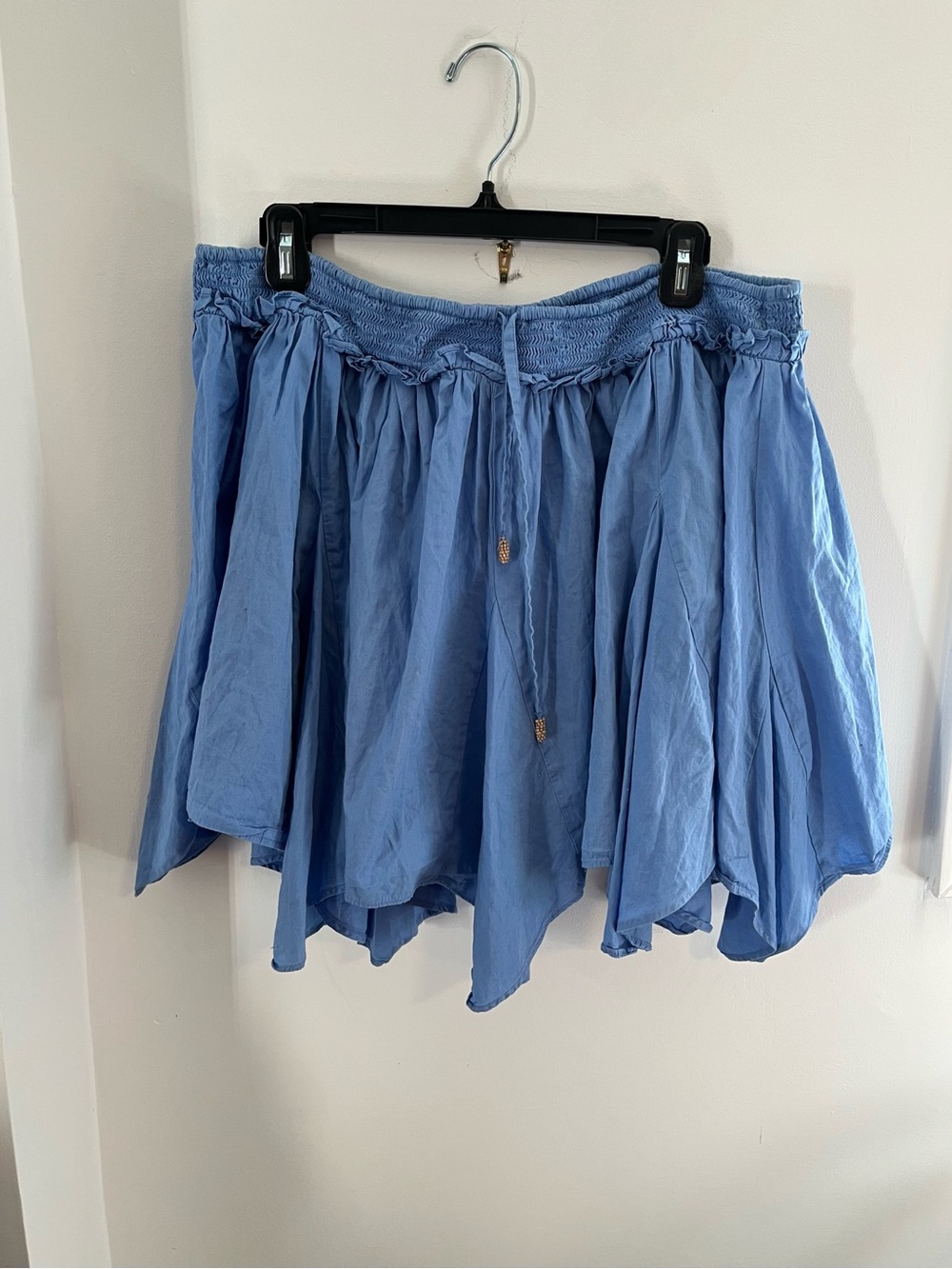 Light Blue Smocked Waist Skater Skirt by Free People Like New - XL